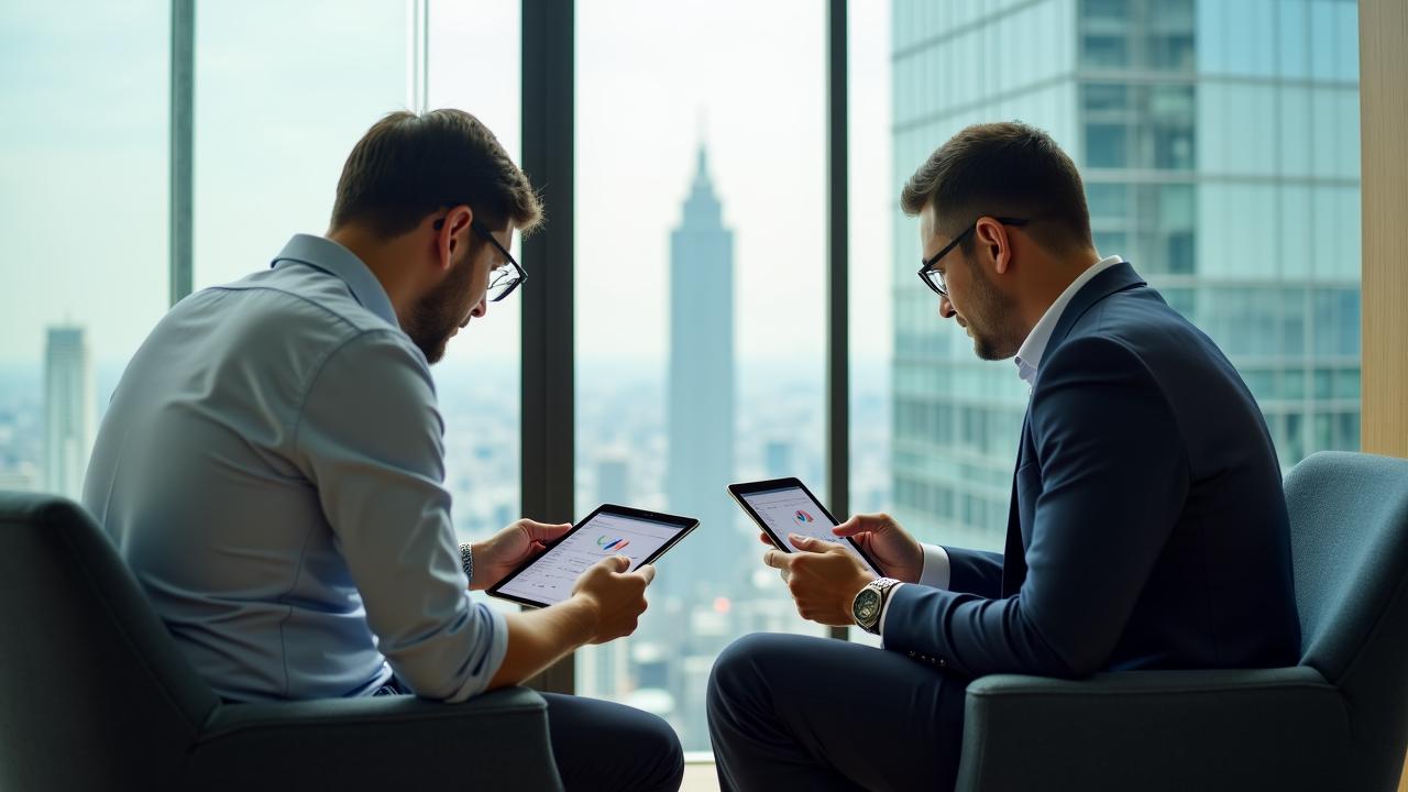 Financial coaching session in a modern Bangkok office overlooking the skyline