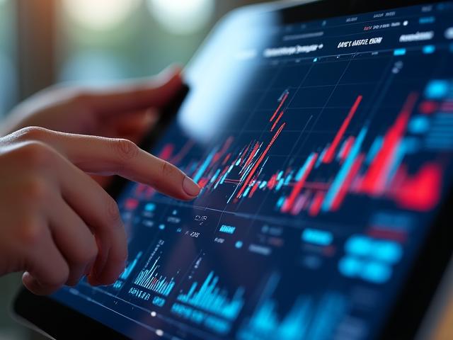 Detailed financial growth analysis chart with digital tablet
